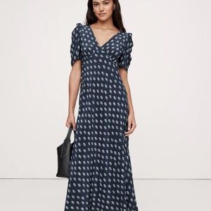 Elegant Navy Blue Patterned Dress